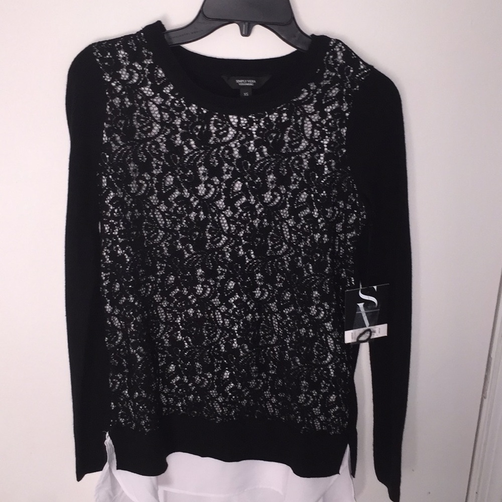 Simply Vera Wang lace overlay sweater